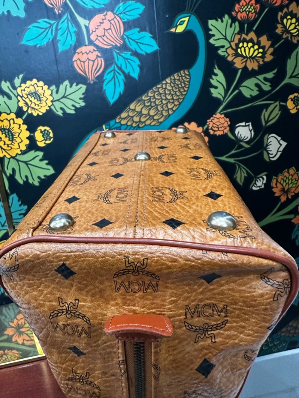 Vintage MCM München Boston Bag Cognac Visetos Satchel German Era Top Handle - Picture 12 of 14